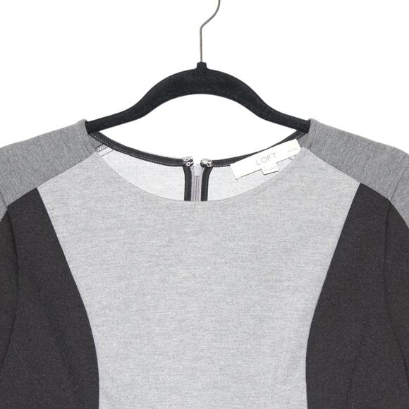 LOFT Color Block Black Grey Mini Dress Petite 8 Medium - Picture 4 of 4